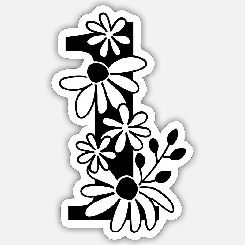 Zahl eins - Sticker Größe S (10 x 10 cm) - Mattweiß