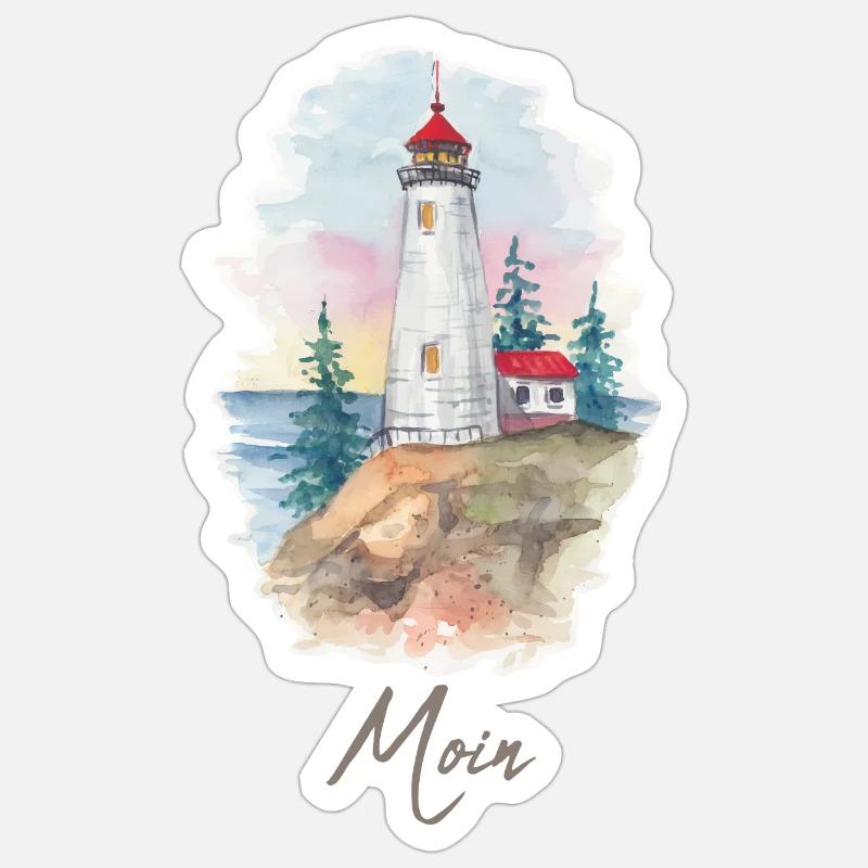 Lighthouse on cliffs - Sticker size S (10 x 10 cm) - white matte