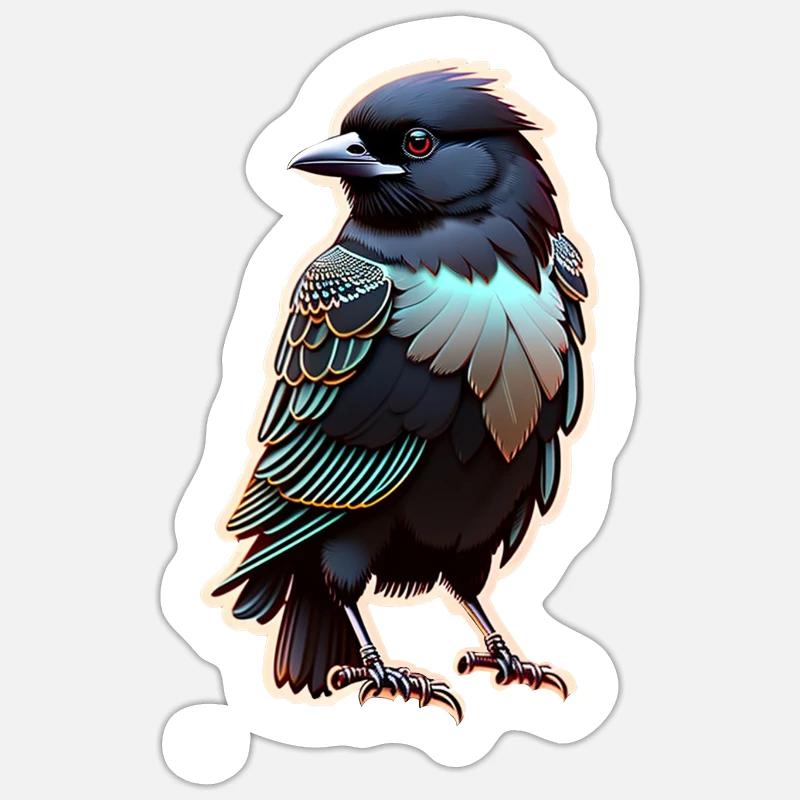 Schwarzer Rabe - Vogel - Sticker Größe S (10 x 10 cm) - Mattweiß