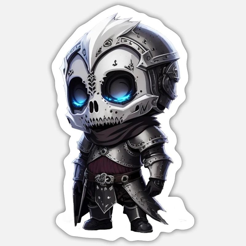 Squelette médiéval - Sticker taille S (10 x 10 cm) - blanc mat