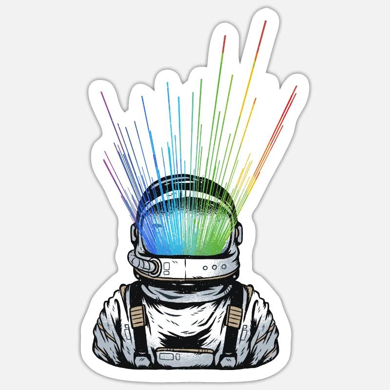 Space Light Astronaut - Regenbogen Strahlen Sticker Größe S (10 x 10 cm)