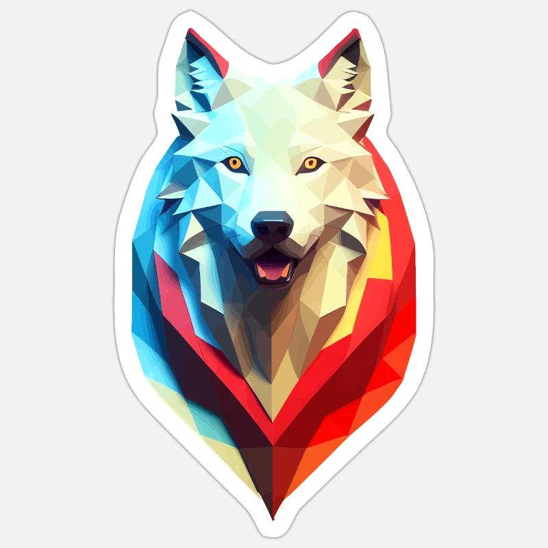 Loup #2 - Sticker taille S (10 x 10 cm) - blanc mat