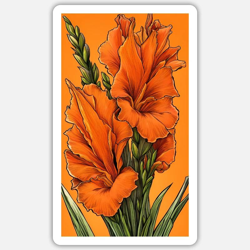 Orange Gladiolus - Sticker size S (10 x 10 cm) - white matte