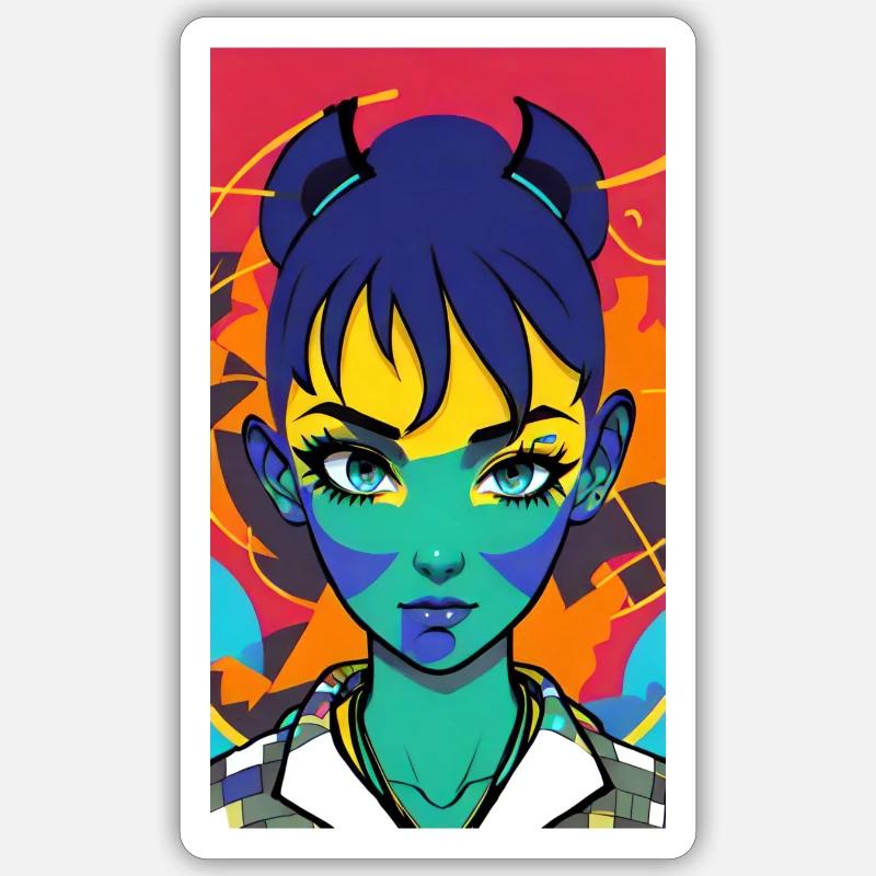 Dämonenmädchen. Sticker Größe S (10 x 10 cm)