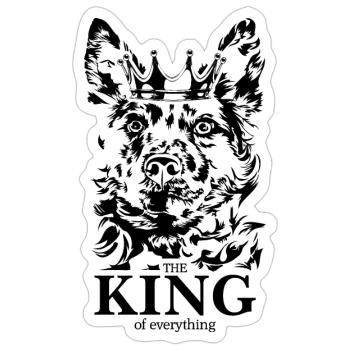 Mudi Roi de tout Dire Chiens Wilsigns - Sticker taille S (10 x 10 cm) - blanc mat - Devant