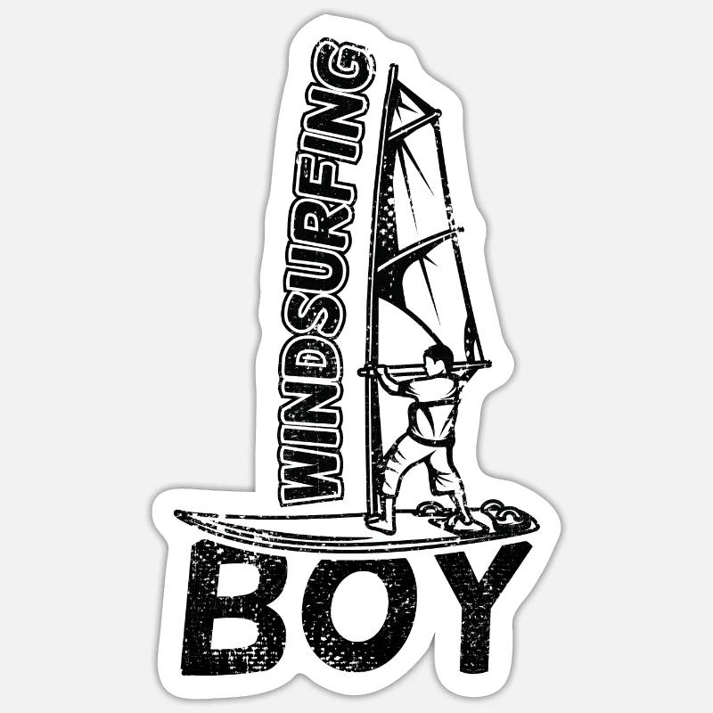 Windsurf Garçons - Sticker taille S (10 x 10 cm) - blanc mat