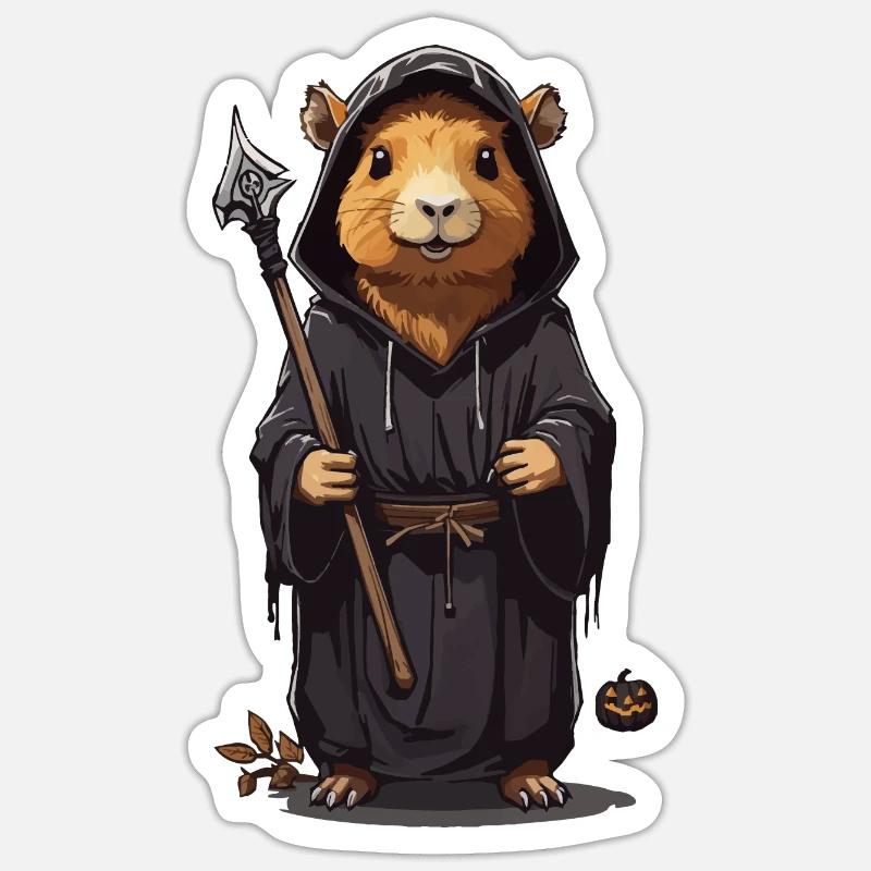 Halloween Capybara Druide Magicien Capybara Sticker taille S (10 x 10 cm)