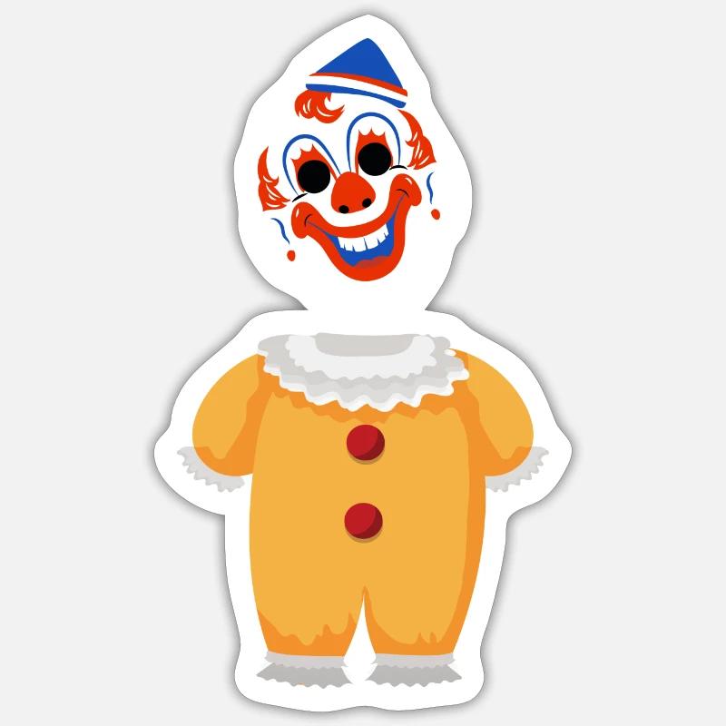 costume clown 1 - Sticker taille S (10 x 10 cm) - blanc mat