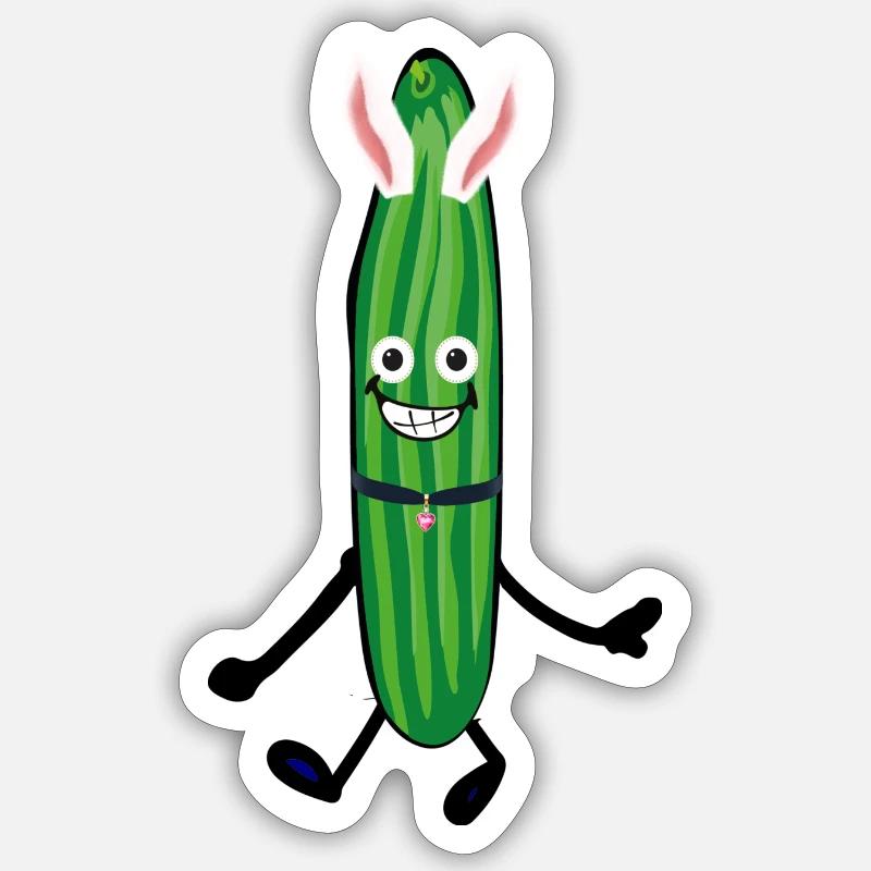 Bunny, Hase, Gurke,comic, Häschen - Sticker Größe S (10 x 10 cm) - Mattweiß