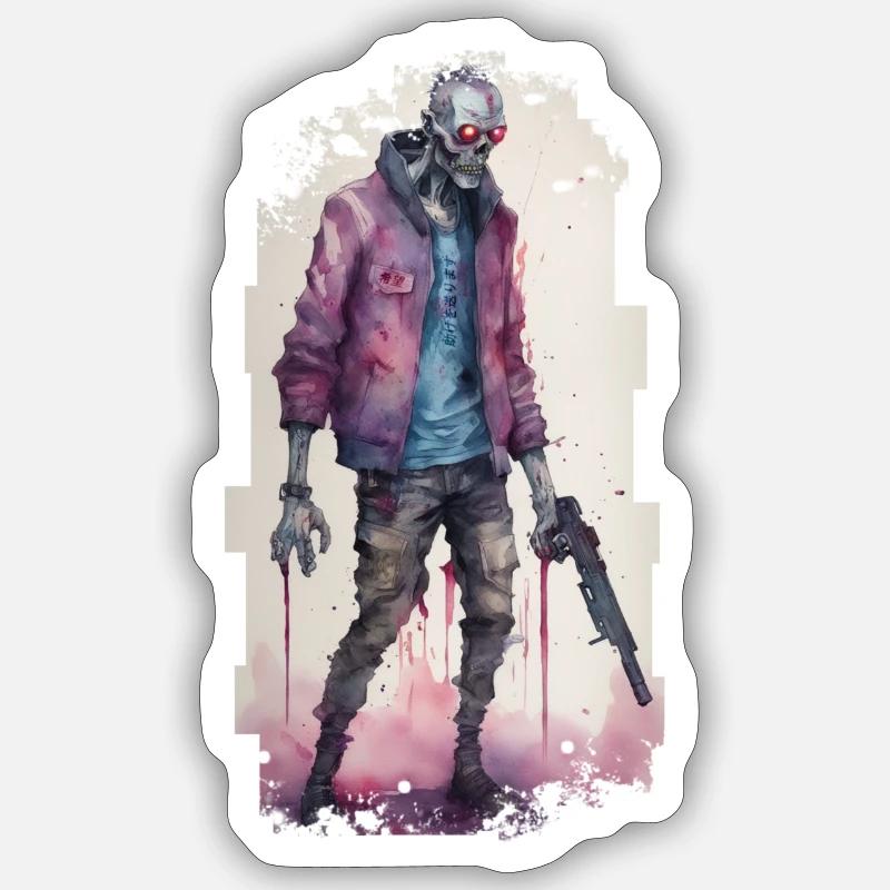 DataFreaK Zombie // Cyberpunk - Sticker size S (10 x 10 cm) - white matte