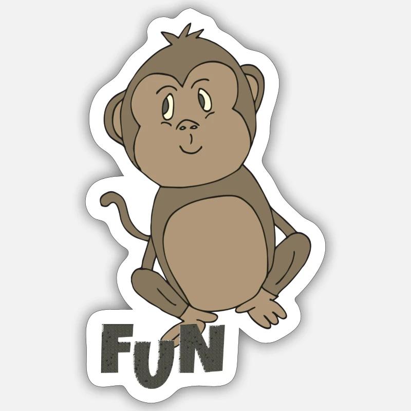 AFFE FUN - Sticker Größe S (10 x 10 cm) - Mattweiß