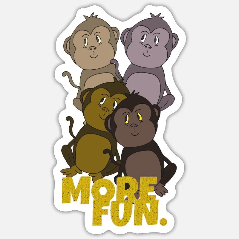 Monkey Plus amusant - Sticker taille S (10 x 10 cm) - blanc mat