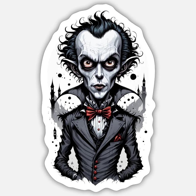 un vampire à grosse tête 3 - Sticker taille S (10 x 10 cm) - blanc mat
