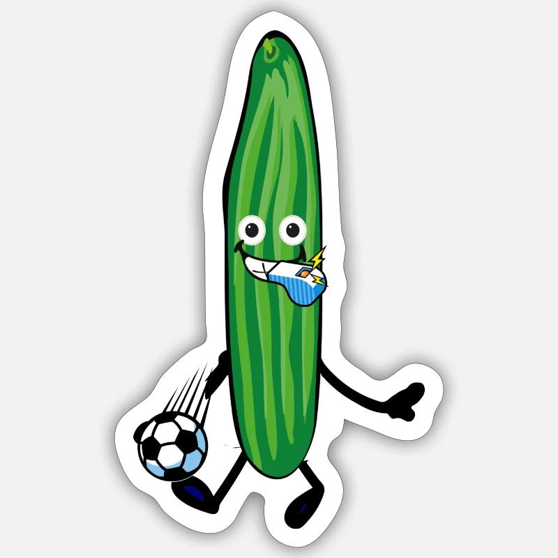concombre, football, arbitre, sifflet - Sticker taille S (10 x 10 cm) - blanc mat