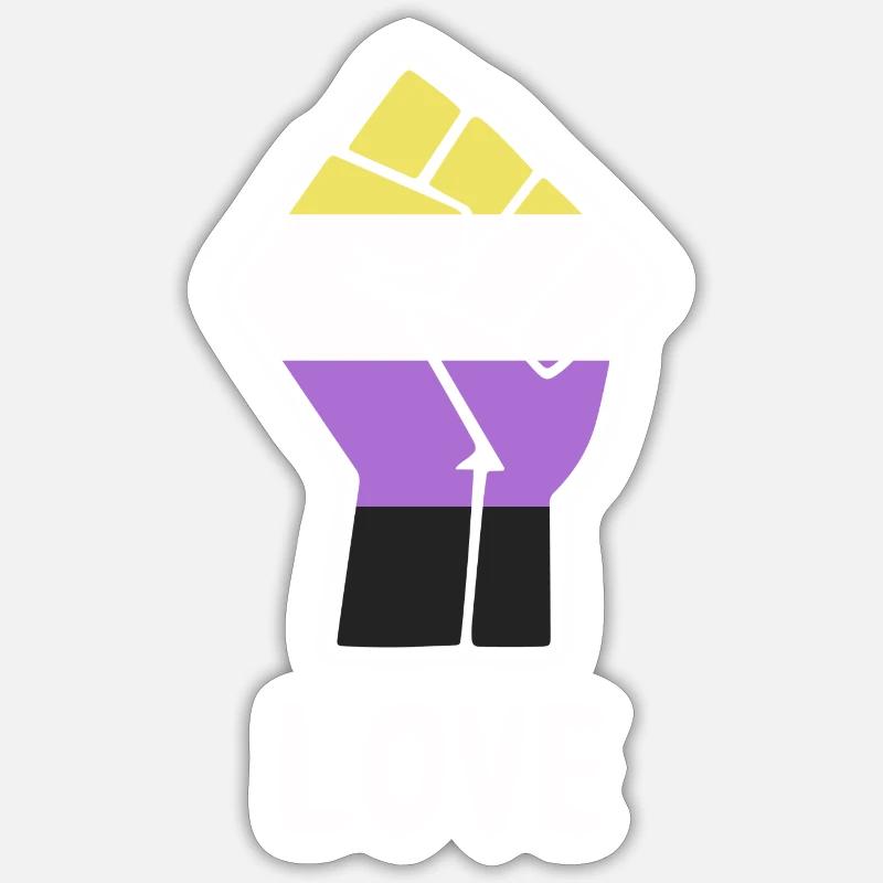 Liebe Nonbinary Pride Faust Design für Equality Sticker Größe S (10 x 10 cm)