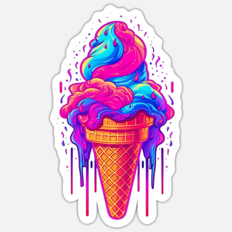Retro Eiscream Eis Waffeleis für eine Eis Sticker Größe S (10 x 10 cm)