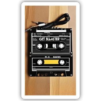 Get Blaster Kassette Retro - Sticker Größe S (10 x 10 cm) - Mattweiß - Vorne
