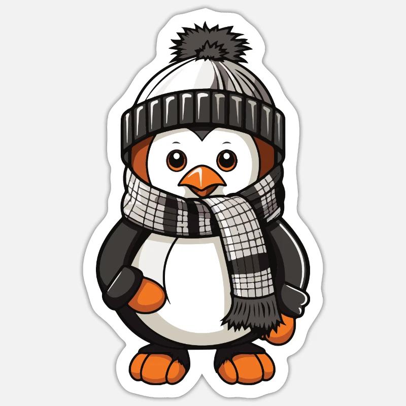 Penguin Winter Comic - Sticker size S (10 x 10 cm) - white matte