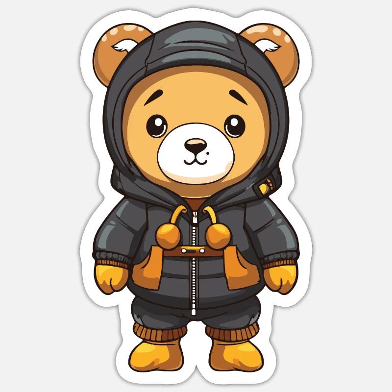 Bär Winter Comic Niedlich - Sticker Größe S (10 x 10 cm) - Mattweiß
