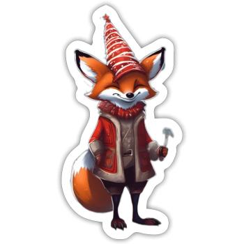Weihnachten Festlicher Fuchs - Sticker Größe S (10 x 10 cm) - Mattweiß - Vorne