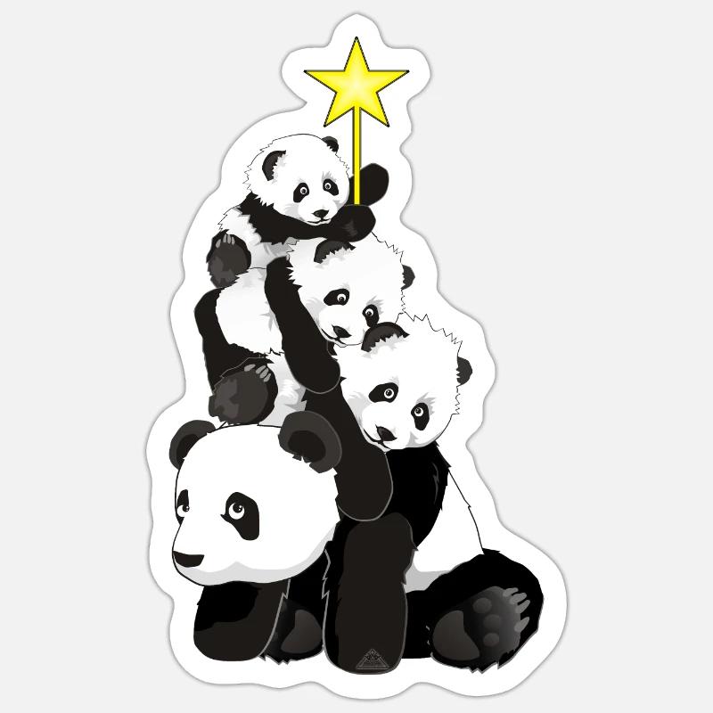 Panda Weihnachtsbaum - Sticker Größe S (10 x 10 cm) - Mattweiß