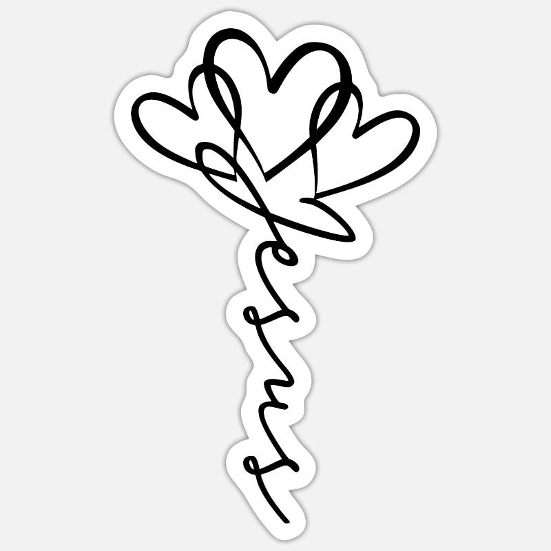 Jésus écriture coeur fleur - Sticker taille S (10 x 10 cm) - blanc mat