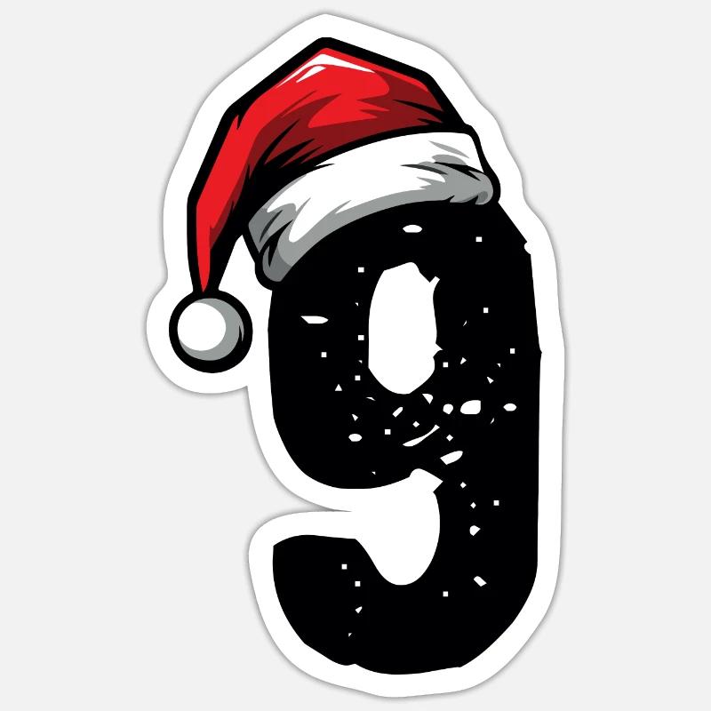 9 Numéro de Noël - Sticker taille S (10 x 10 cm) - blanc mat