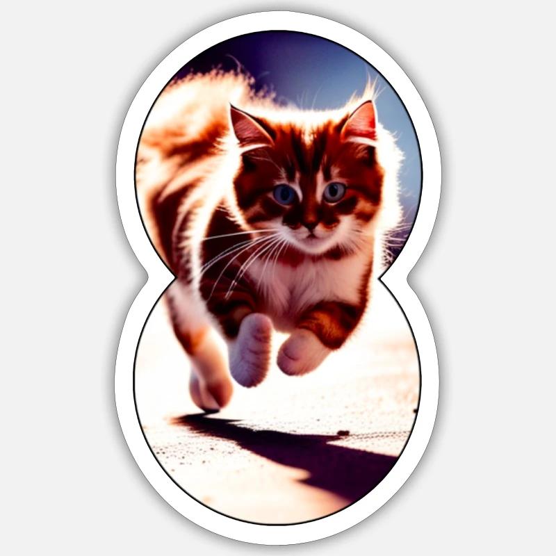Running cat 8 - Sticker Größe S (10 x 10 cm) - Mattweiß