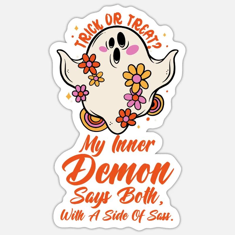 Dämon Halloween Leckerli Oder Trick Sarkastische Frechheit Sticker Größe S (10 x 10 cm)