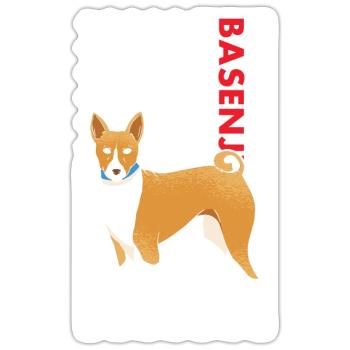 Chien Basenji Us drapeau - Sticker taille S (10 x 10 cm) - blanc mat - Devant