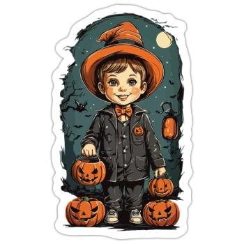 Rétro Halloween Kid Trick or Treat Design - Sticker taille S (10 x 10 cm) - blanc mat - Devant