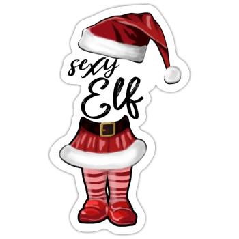 Sexy Elf – Lustiges Weihnachtsdesign - Sticker Größe S (10 x 10 cm) - Mattweiß - Vorne