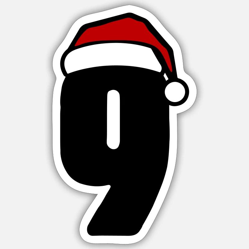 9 Nombre Noël - Sticker taille S (10 x 10 cm) - blanc mat