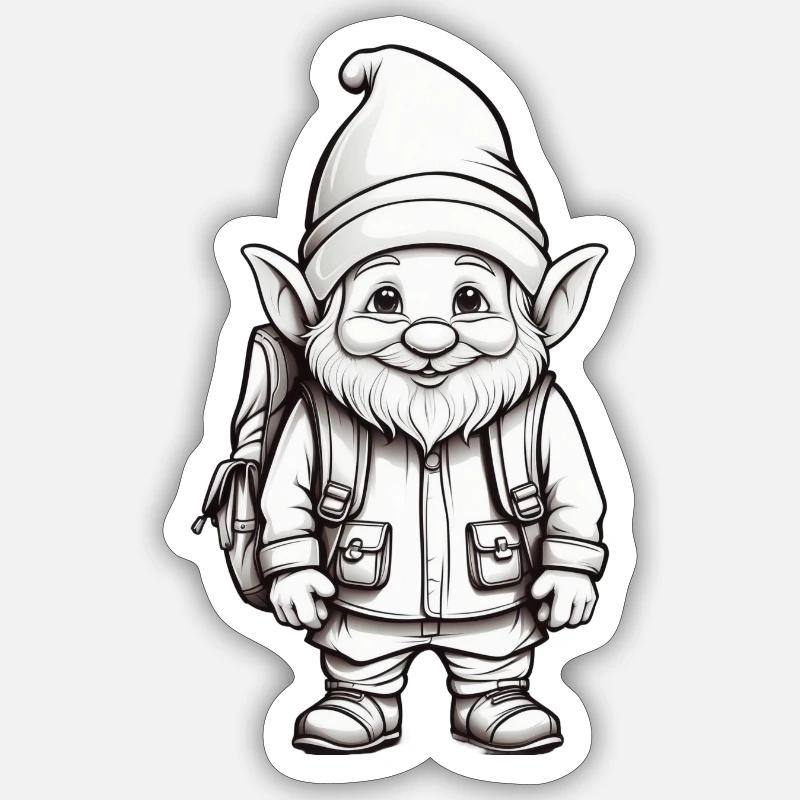 Cute gnome with backpack Sticker taille S (10 x 10 cm)