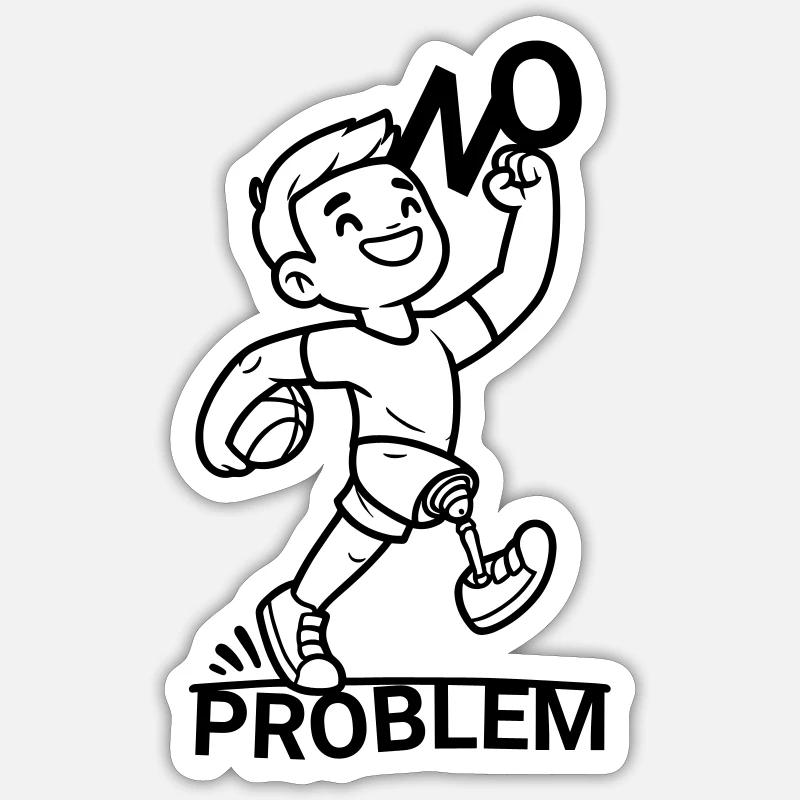 Leg prosthesis ? No problem! - Sticker size S (10 x 10 cm) - white matte