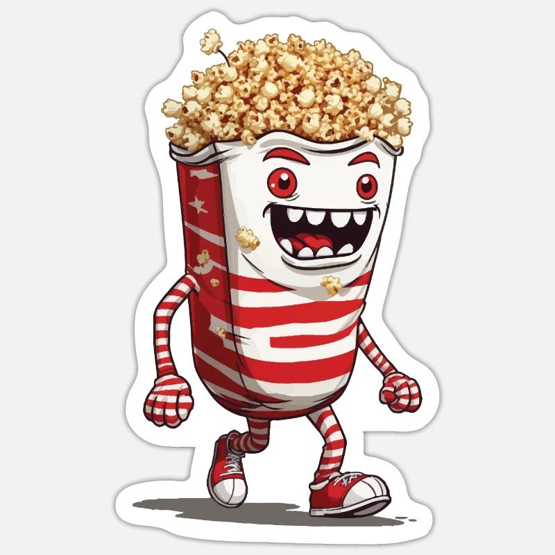 Conception drôle de monstre de pop-corn d’Halloween Sticker taille S (10 x 10 cm)