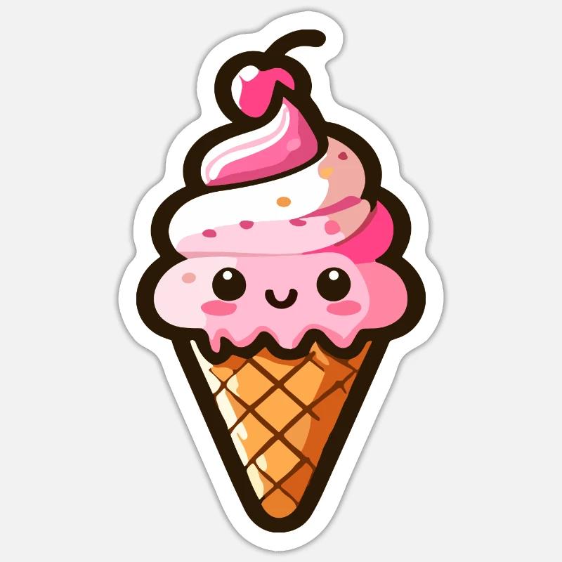 Cornet de glace a l'italienne mignonne Sticker taille S (10 x 10 cm)