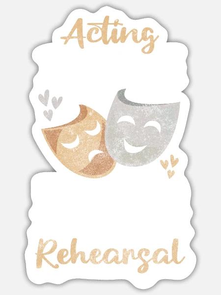 Theater Bühne Spiel Theaterproduktion - Sticker Größe S (10 x 10 cm) - Mattweiß