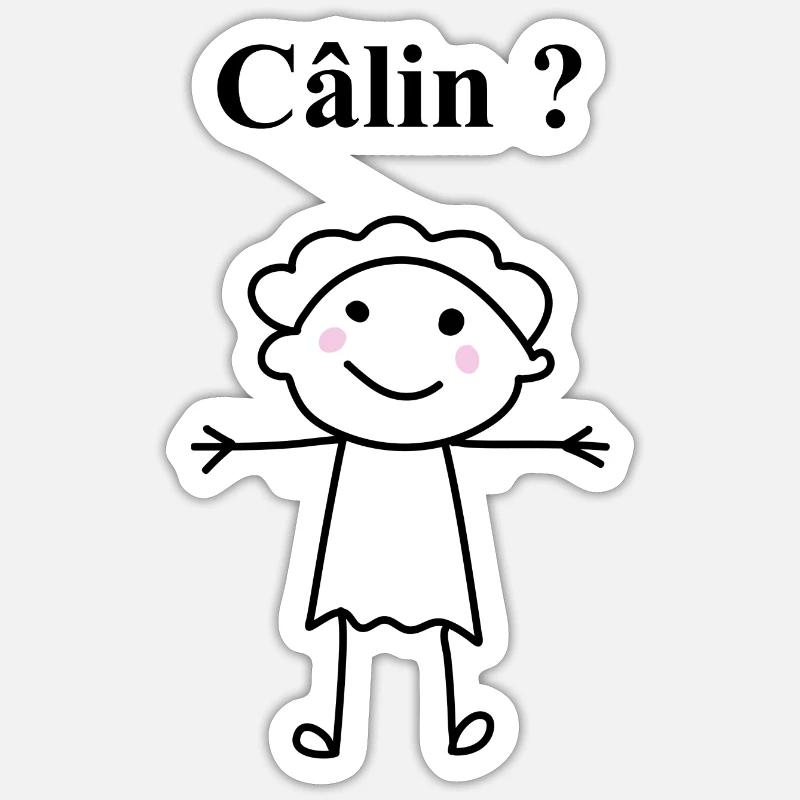 Fais moi un câlin - Sticker taille S (10 x 10 cm) - blanc mat