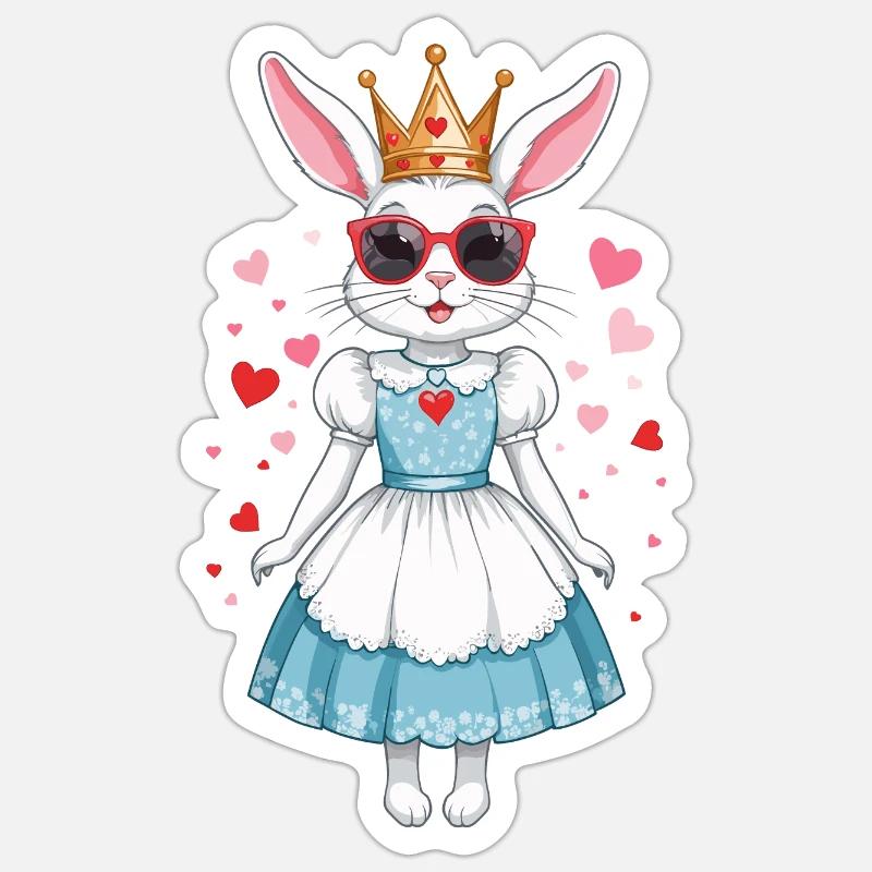 Mignon Lapins Princesse - Sticker taille S (10 x 10 cm) - blanc mat
