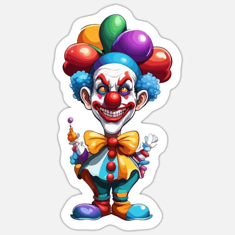 Clown / Cirque / Carnaval / Carnaval / Ludique - Sticker taille S (10 x 10 cm) - blanc mat