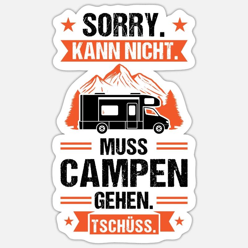 Campen Camping Wohnwagen Geschenk - Sticker Größe S (10 x 10 cm) - Mattweiß