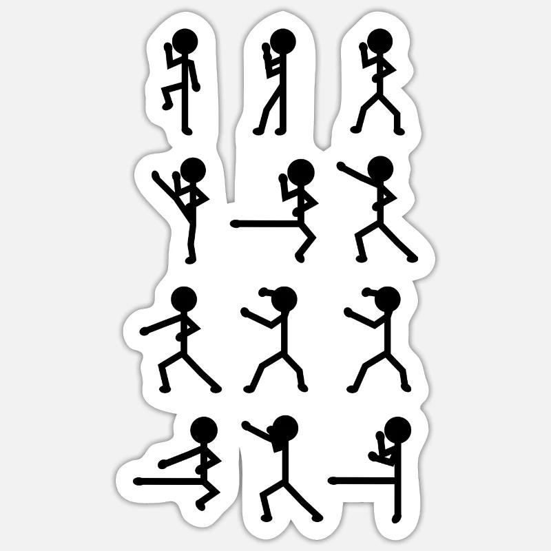 Figurine bâton karatéka - Sticker taille S (10 x 10 cm) - blanc mat