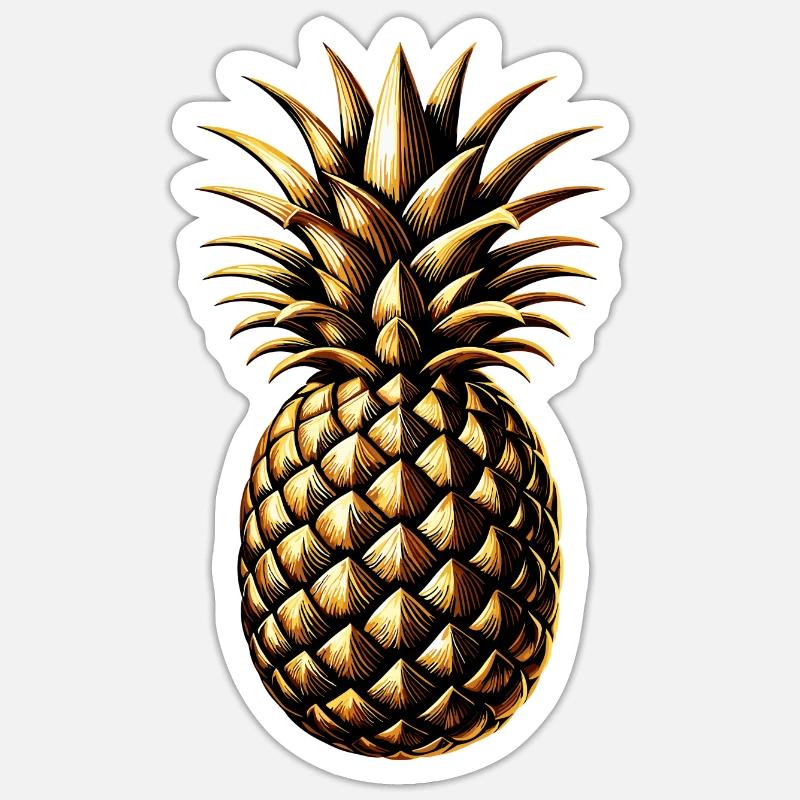 Cadeau ananas doré Sticker taille S (10 x 10 cm)