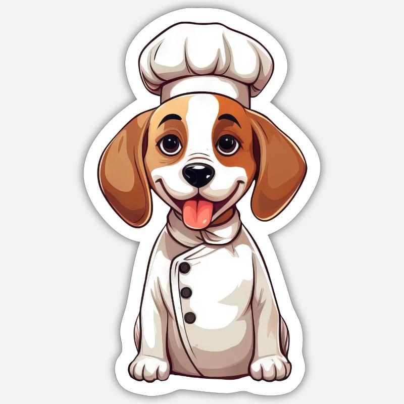Süßer Beagle Koch Comic Design Sticker Größe S (10 x 10 cm)