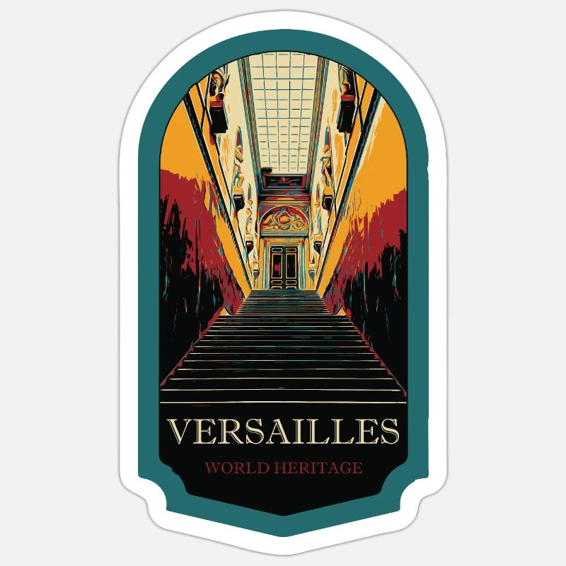 Escalier royal, Illustration de Versailles - Sticker taille S (10 x 10 cm) - blanc mat