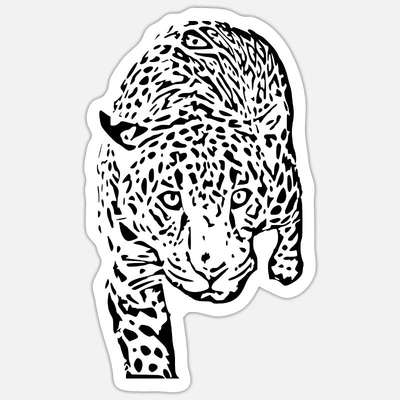 leopard schwarz schwarzer Leopard - Sticker Größe S (10 x 10 cm) - Mattweiß