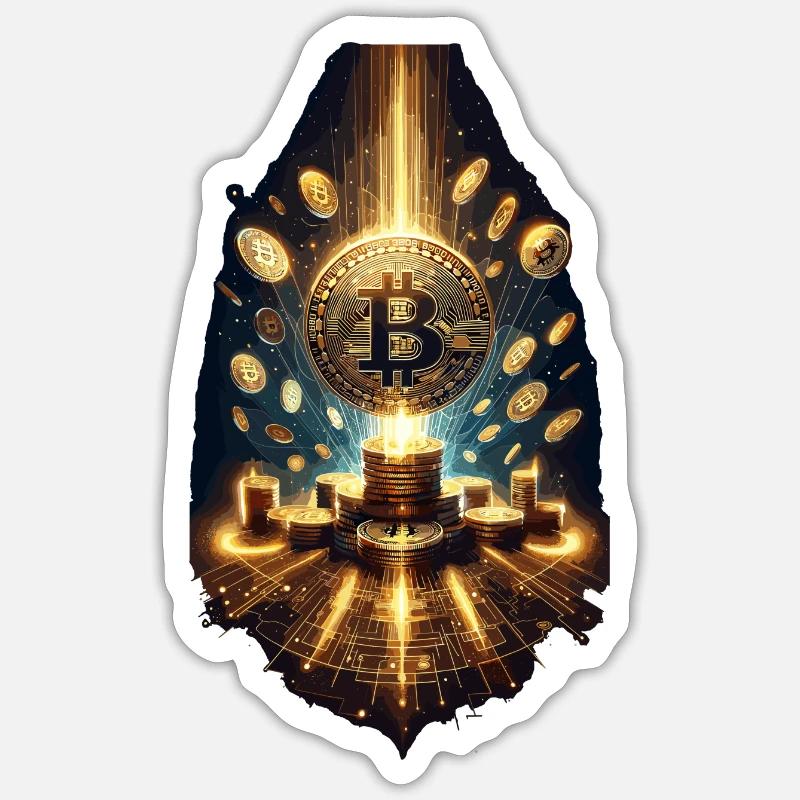 Bitcoin Explosion Digital Artwork - Sticker size S (10 x 10 cm) - white matte