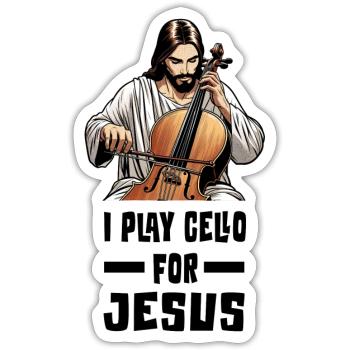 Ich spiele Cello für Jesus - Sticker Größe S (10 x 10 cm) - Mattweiß - Vorne