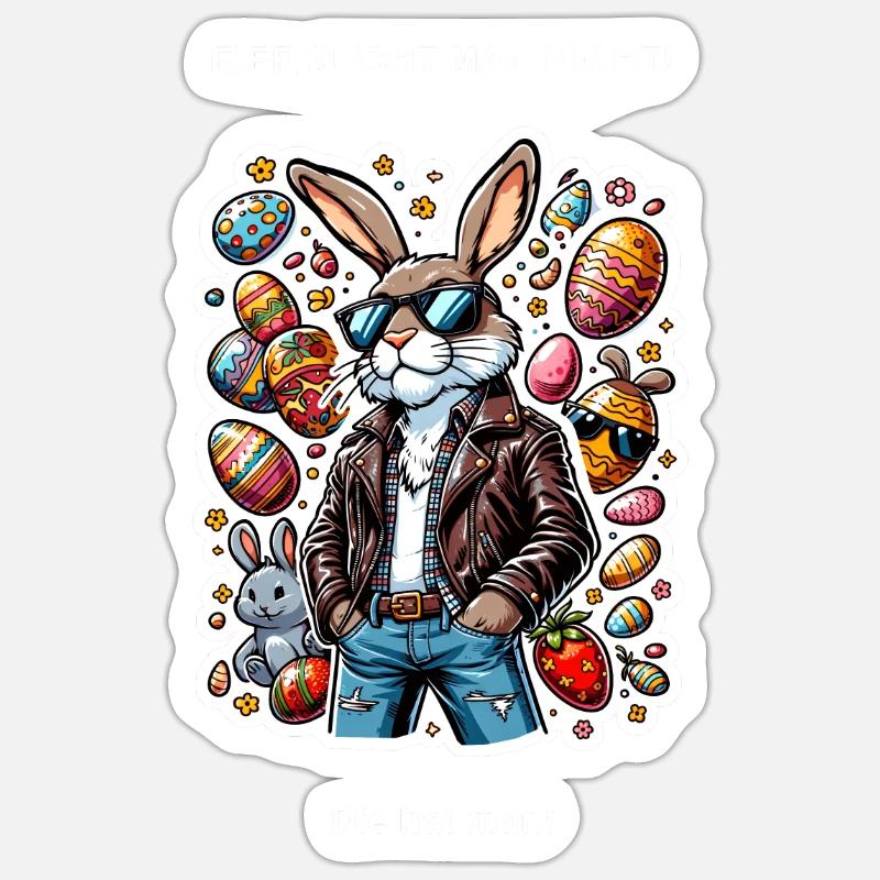 Osterhase hat Eier - Sticker Größe S (10 x 10 cm) - Mattweiß